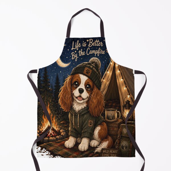 Item preview, Life Is Better By the Campfire | Cute Cavalier King Charles Spaniel Camping Cartoon | Cozy Dog Lover Gift designed and sold by Moh-nd-Eg.