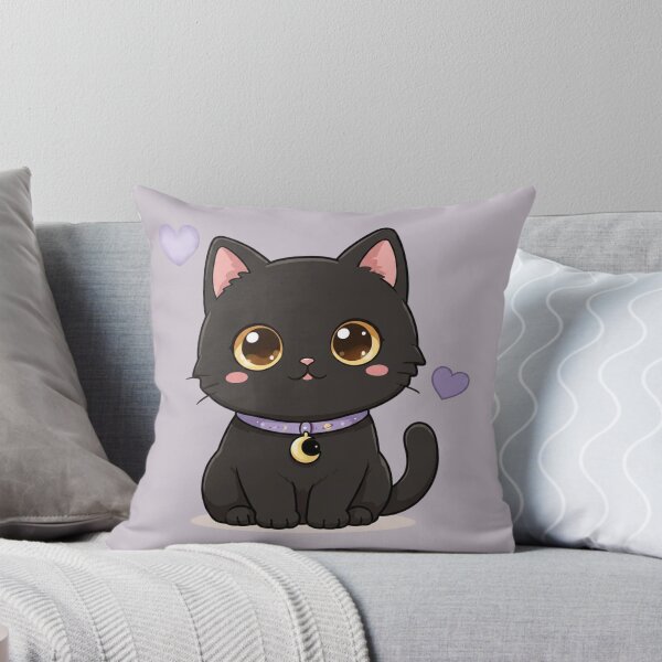 Item preview, Kawaii Black Cat with Moon Collar | Cute Chibi Magical Kitty Illustration designed and sold by Mousy17.