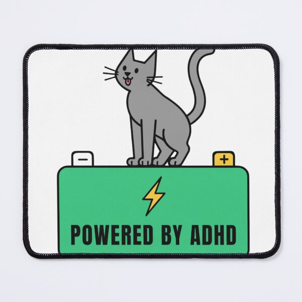 Item preview, Powered By ADHD Cat Pink – Playful Kitty Energy Graphic designed and sold by Charonde.