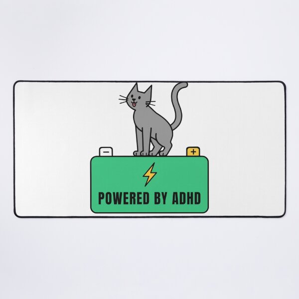 Item preview, Powered By ADHD Cat Pink – Playful Kitty Energy Graphic designed and sold by Charonde.