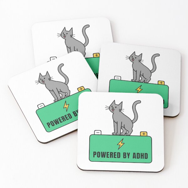 Item preview, Powered By ADHD Cat Pink – Playful Kitty Energy Graphic designed and sold by Charonde.
