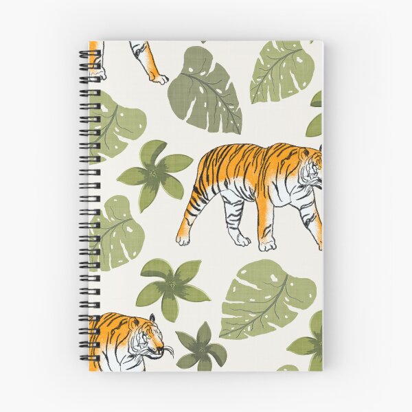 Item preview, Tiger and Tropical Botanical Leaves Off White designed and sold by JasmineGDesigns.
