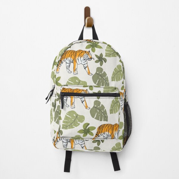 Item preview, Tiger and Tropical Botanical Leaves Off White designed and sold by JasmineGDesigns.