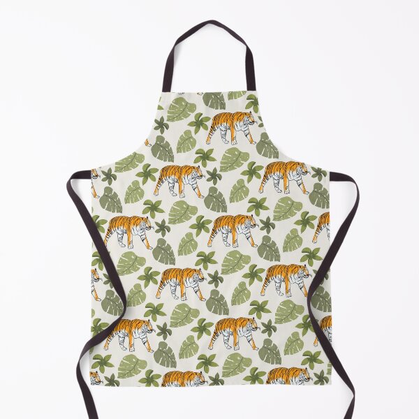Item preview, Tiger and Tropical Botanical Leaves Off White designed and sold by JasmineGDesigns.