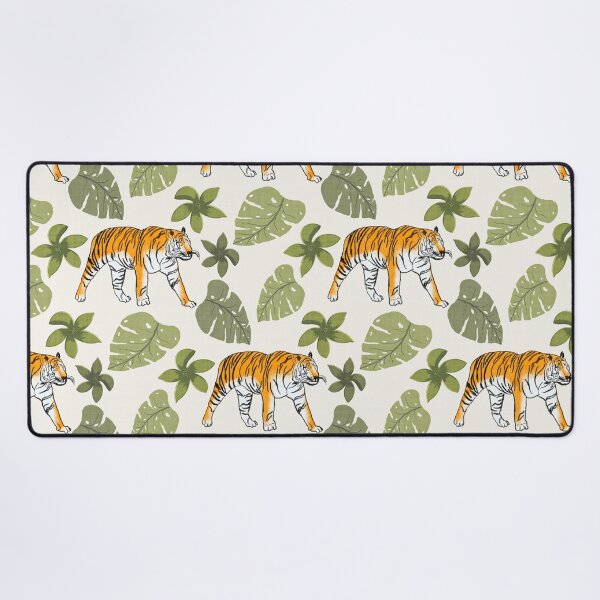 Item preview, Tiger and Tropical Botanical Leaves Off White designed and sold by JasmineGDesigns.