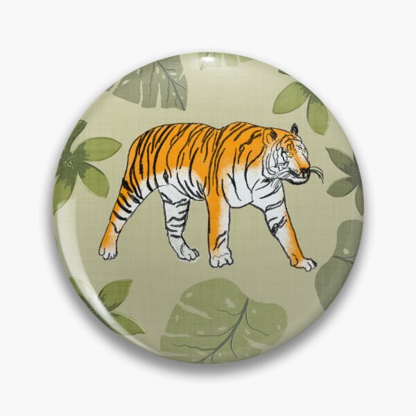 Item preview, Tiger and Tropical Botanical Leaves Sage Green designed and sold by JasmineGDesigns.