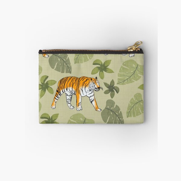 Item preview, Tiger and Tropical Botanical Leaves Sage Green designed and sold by JasmineGDesigns.