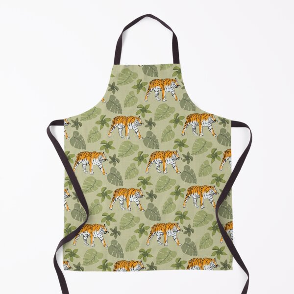 Item preview, Tiger and Tropical Botanical Leaves Sage Green designed and sold by JasmineGDesigns.