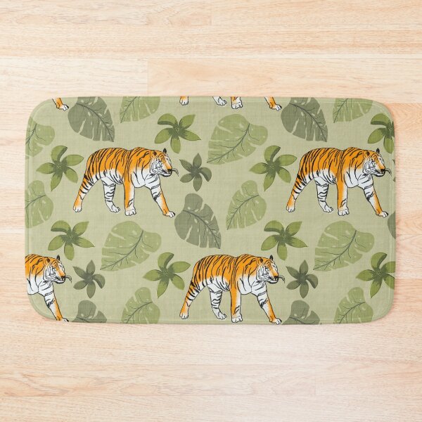 Item preview, Tiger and Tropical Botanical Leaves Sage Green designed and sold by JasmineGDesigns.