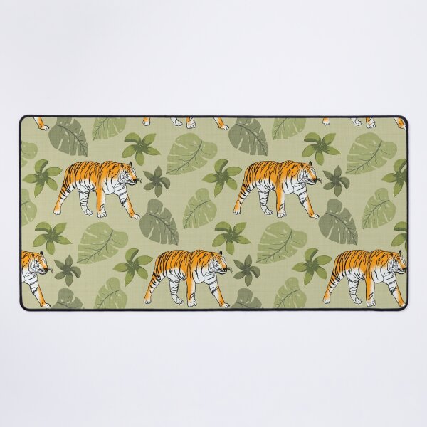 Item preview, Tiger and Tropical Botanical Leaves Sage Green designed and sold by JasmineGDesigns.