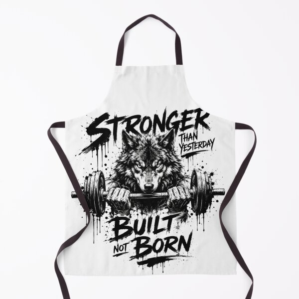 Item preview, Stronger Than Yesterday – Built Not Born Wolf Gym Motivation designed and sold by IronPulseShop.