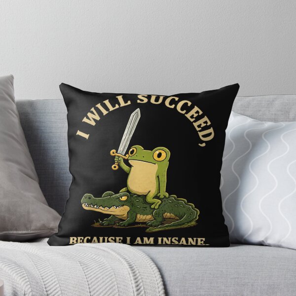 Item preview, Funny Frog Riding Alligator With Sword Motivational Insane Quote Meme Art designed and sold by GalenoHenley.