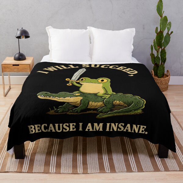 Item preview, Funny Frog Riding Alligator With Sword Motivational Insane Quote Meme Art designed and sold by GalenoHenley.