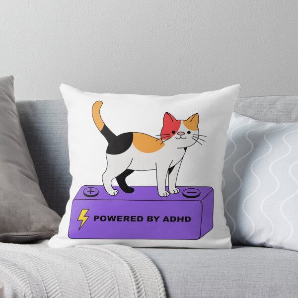 Item preview, Powered By ADHD Cat Pink – Cute Cat Humor Illustration designed and sold by Charonde.