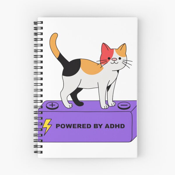 Item preview, Powered By ADHD Cat Pink – Cute Cat Humor Illustration designed and sold by Charonde.