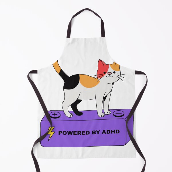 Item preview, Powered By ADHD Cat Pink – Cute Cat Humor Illustration designed and sold by Charonde.