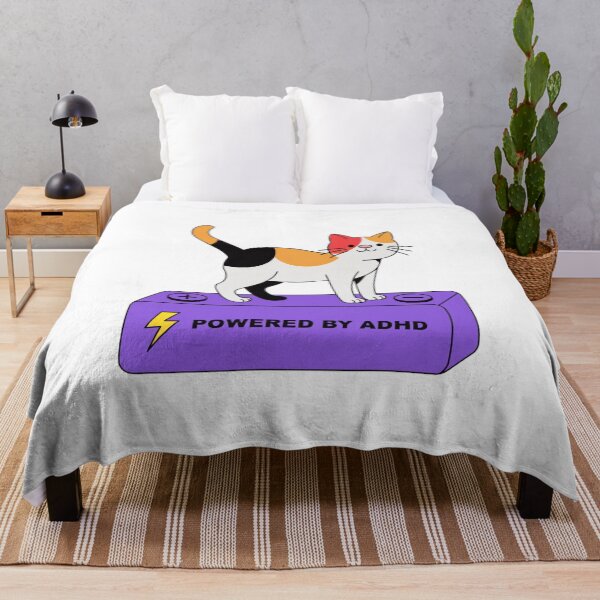 Item preview, Powered By ADHD Cat Pink – Cute Cat Humor Illustration designed and sold by Charonde.