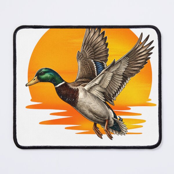 Item preview, Vintage Flying Mallard Duck Sunset Wildlife Waterfowl Hunting Illustration designed and sold by favoprintaart.