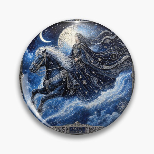 Item preview, Nótt, The Frost-Maned Rider | Norse Goddess of Night Wall Art designed and sold by Stoneflower-Art.