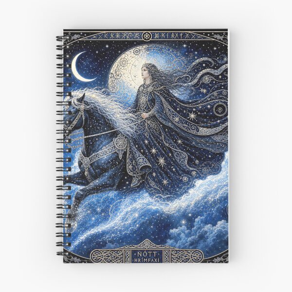 Item preview, Nótt, The Frost-Maned Rider | Norse Goddess of Night Wall Art designed and sold by Stoneflower-Art.