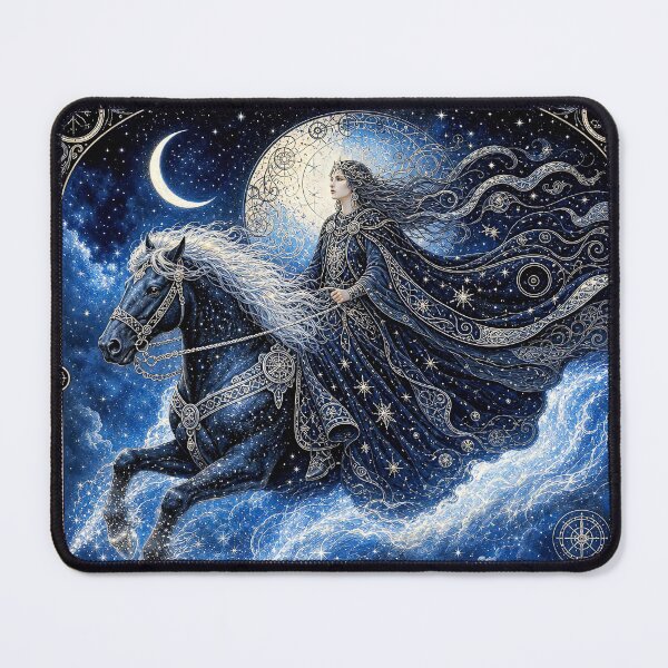 Item preview, Nótt, The Frost-Maned Rider | Norse Goddess of Night Wall Art designed and sold by Stoneflower-Art.