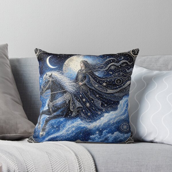 Item preview, Nótt, The Frost-Maned Rider | Norse Goddess of Night Wall Art designed and sold by Stoneflower-Art.