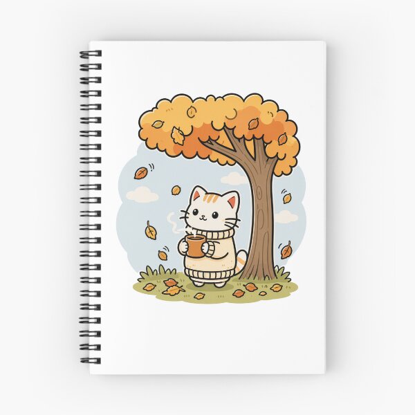 Item preview, Cat drinks coffee in Fall designed and sold by Kitty-and-Cat.