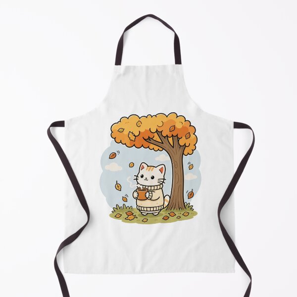 Item preview, Cat drinks coffee in Fall designed and sold by Kitty-and-Cat.