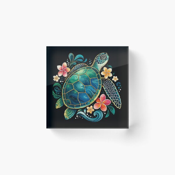 Item preview, Colorful Sea Turtle with Tropical Flowers designed and sold by mraihan.