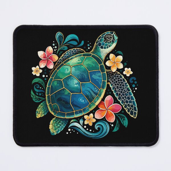 Item preview, Colorful Sea Turtle with Tropical Flowers designed and sold by mraihan.
