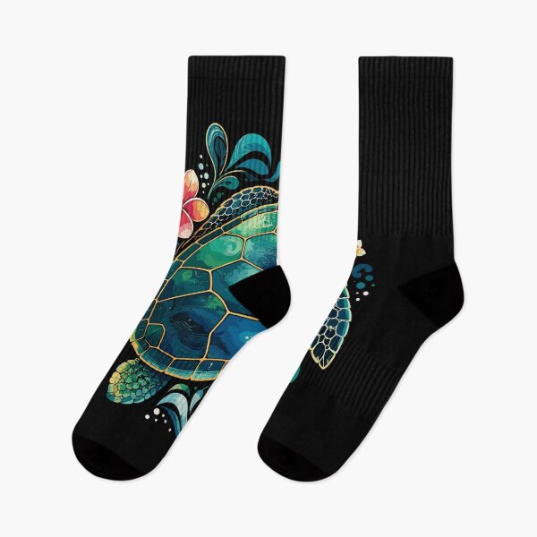 Item preview, Colorful Sea Turtle with Tropical Flowers designed and sold by mraihan.