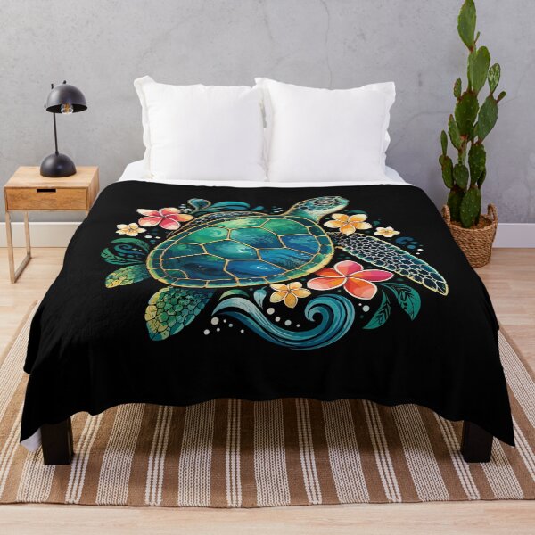 Item preview, Colorful Sea Turtle with Tropical Flowers designed and sold by mraihan.