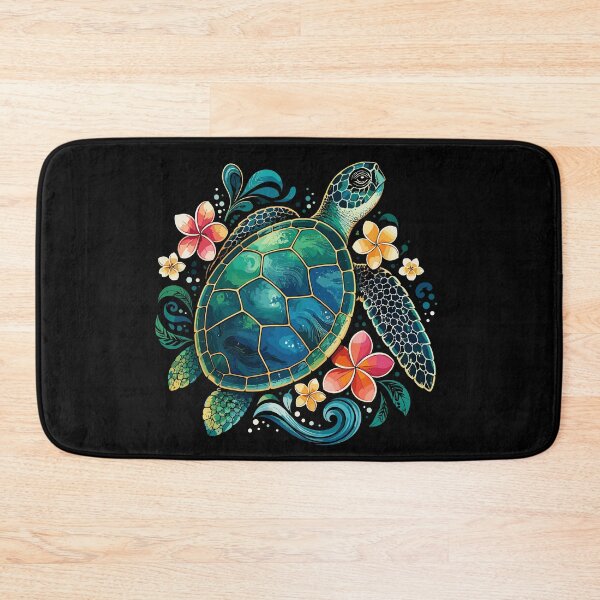 Item preview, Colorful Sea Turtle with Tropical Flowers designed and sold by mraihan.