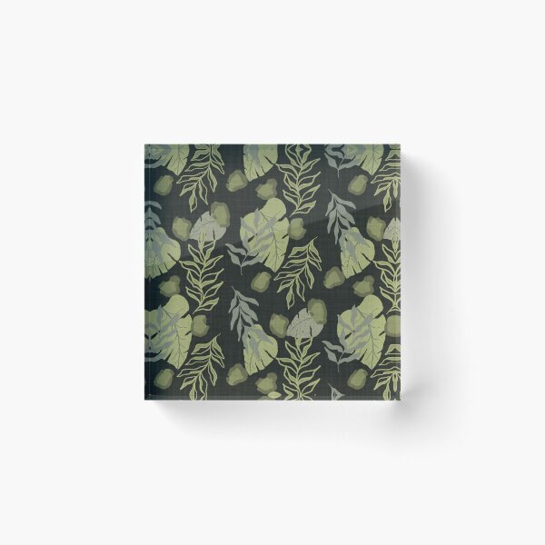 Item preview, Tropical Botanical Leaves Monstera Leaves and Leopard Spots Charcoal Green designed and sold by JasmineGDesigns.