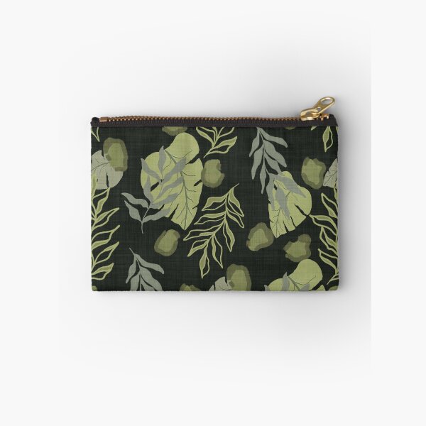 Item preview, Tropical Botanical Leaves Monstera Leaves and Leopard Spots Charcoal Green designed and sold by JasmineGDesigns.