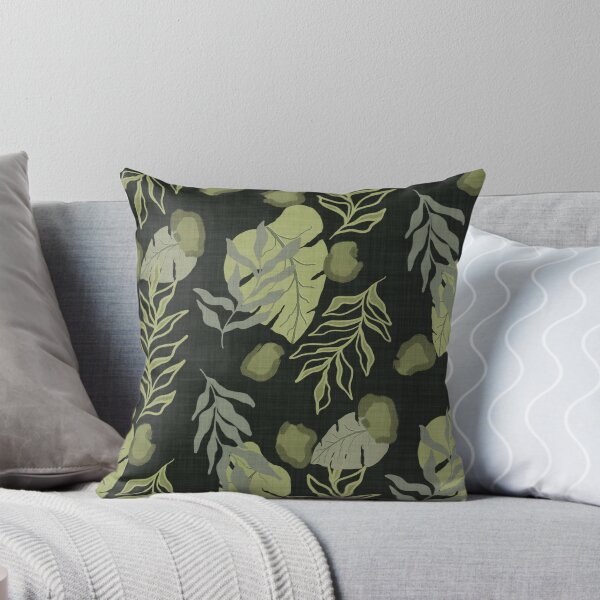 Item preview, Tropical Botanical Leaves Monstera Leaves and Leopard Spots Charcoal Green designed and sold by JasmineGDesigns.