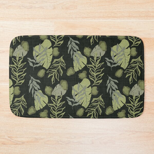 Item preview, Tropical Botanical Leaves Monstera Leaves and Leopard Spots Charcoal Green designed and sold by JasmineGDesigns.