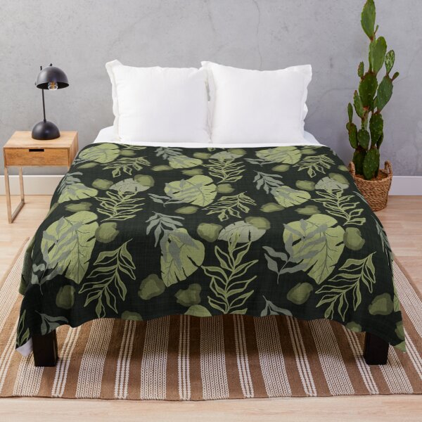 Item preview, Tropical Botanical Leaves Monstera Leaves and Leopard Spots Charcoal Green designed and sold by JasmineGDesigns.