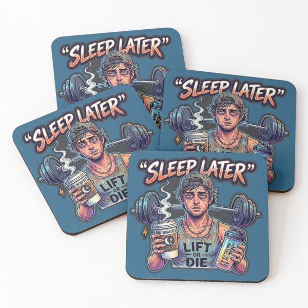 Item preview, Sleep Later Lift or Die – Funny Tired Gym Shaker Pre-Workout Graphic designed and sold by Northern Glow Art.