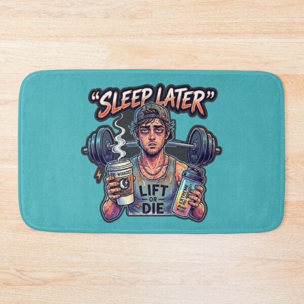 Item preview, Sleep Later Lift or Die – Funny Tired Gym Shaker Pre-Workout Graphic designed and sold by Northern Glow Art.