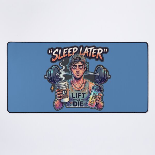 Item preview, Sleep Later Lift or Die – Funny Tired Gym Shaker Pre-Workout Graphic designed and sold by Northern Glow Art.