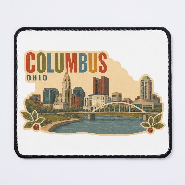 Item preview, Vintage Columbus Ohio Skyline – Retro Scioto Mile Travel Art designed and sold by Rewind Society.