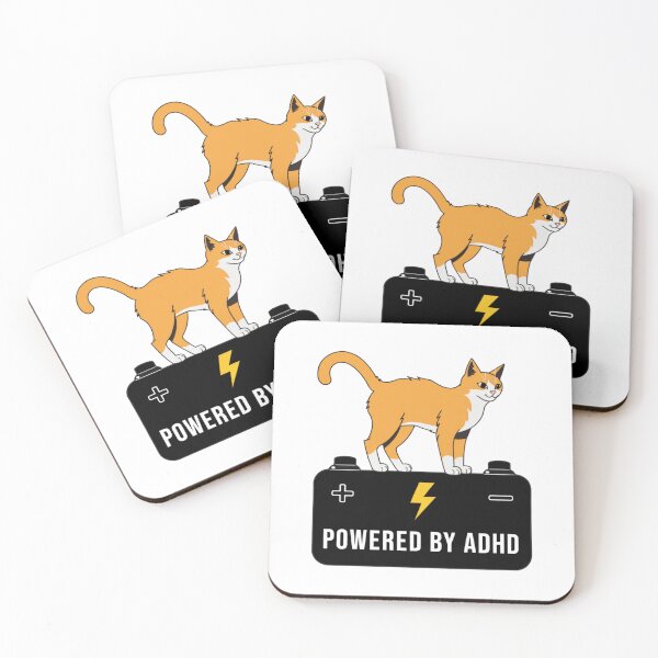 Item preview, Powered By ADHD Cat Pink – Pink Cat Personality Design designed and sold by Charonde.