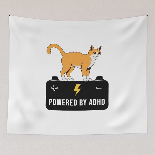 Item preview, Powered By ADHD Cat Pink – Pink Cat Personality Design designed and sold by Charonde.