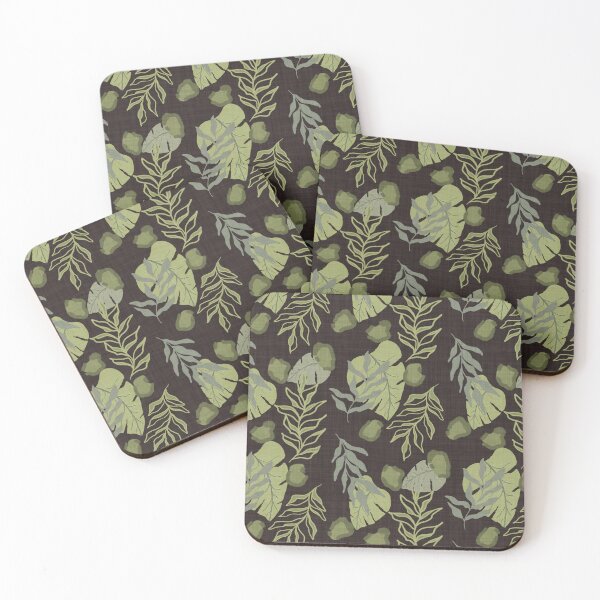 Item preview, Tropical Botanical Leaves Monstera Leaves and Leopard Spots Chocolate Brown designed and sold by JasmineGDesigns.