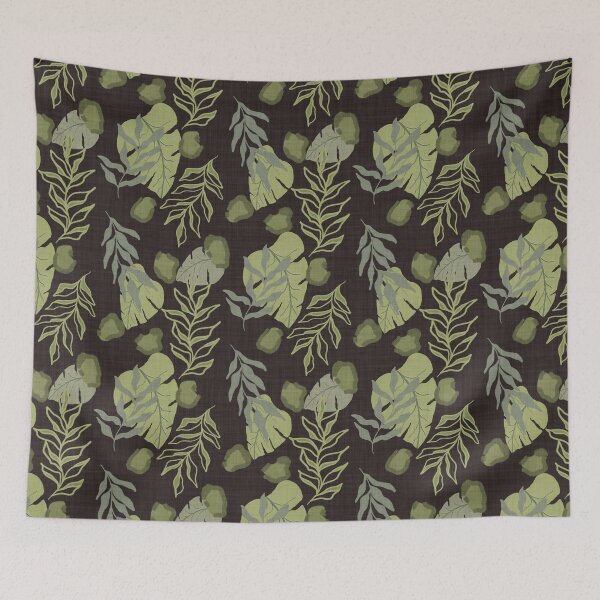 Item preview, Tropical Botanical Leaves Monstera Leaves and Leopard Spots Chocolate Brown designed and sold by JasmineGDesigns.
