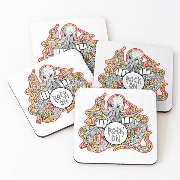 Artikelvorschau, Rock On Octopus Drummer - Neon Psychedelic Band Art entworfen und verkauft von stardustelite.