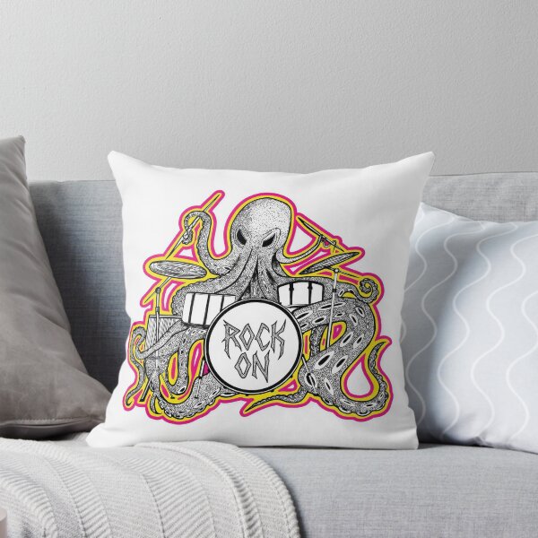 Item preview, Rock On Octopus Drummer - Neon Psychedelic Band Art designed and sold by stardustelite.