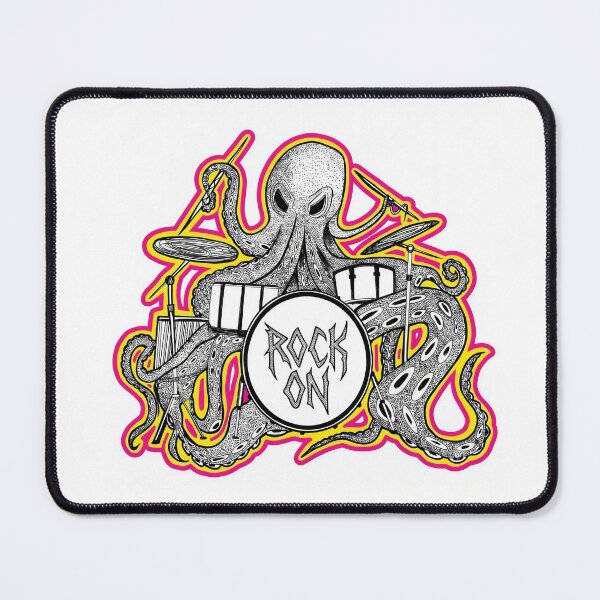 Item preview, Rock On Octopus Drummer - Neon Psychedelic Band Art designed and sold by stardustelite.