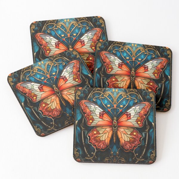 Item preview, Butterfly Stained Glass Art Panel designed and sold by pinkal.